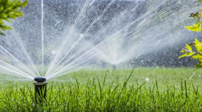 Wide Spray of Lawn Sprinklers